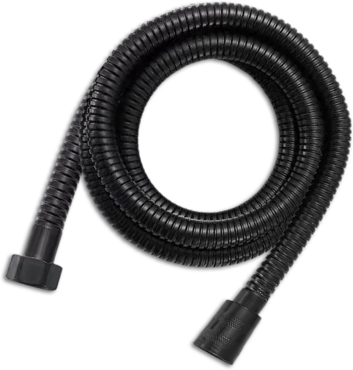 Doucheslang, zwart, 1,5 m, roestvrij staal, flexibel, bescherming tegen verdraaiing, 1/2 inch standaardaansluiting, hittebestendig, drukbestendig, voor douche en handdouche