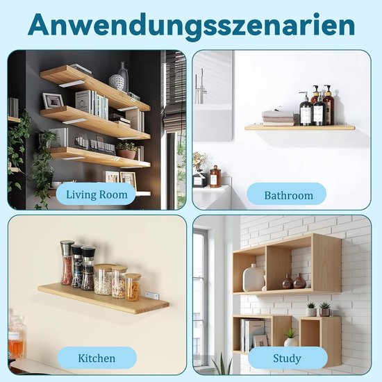 Set van 2 L-vormige Planksteunen voor Wandmontage, 15 cm, Zware Lasten, Dowel Schroeven, 50 kg Draagcapaciteit, Ideaal voor Keuken en Kantoor — afbeelding 4