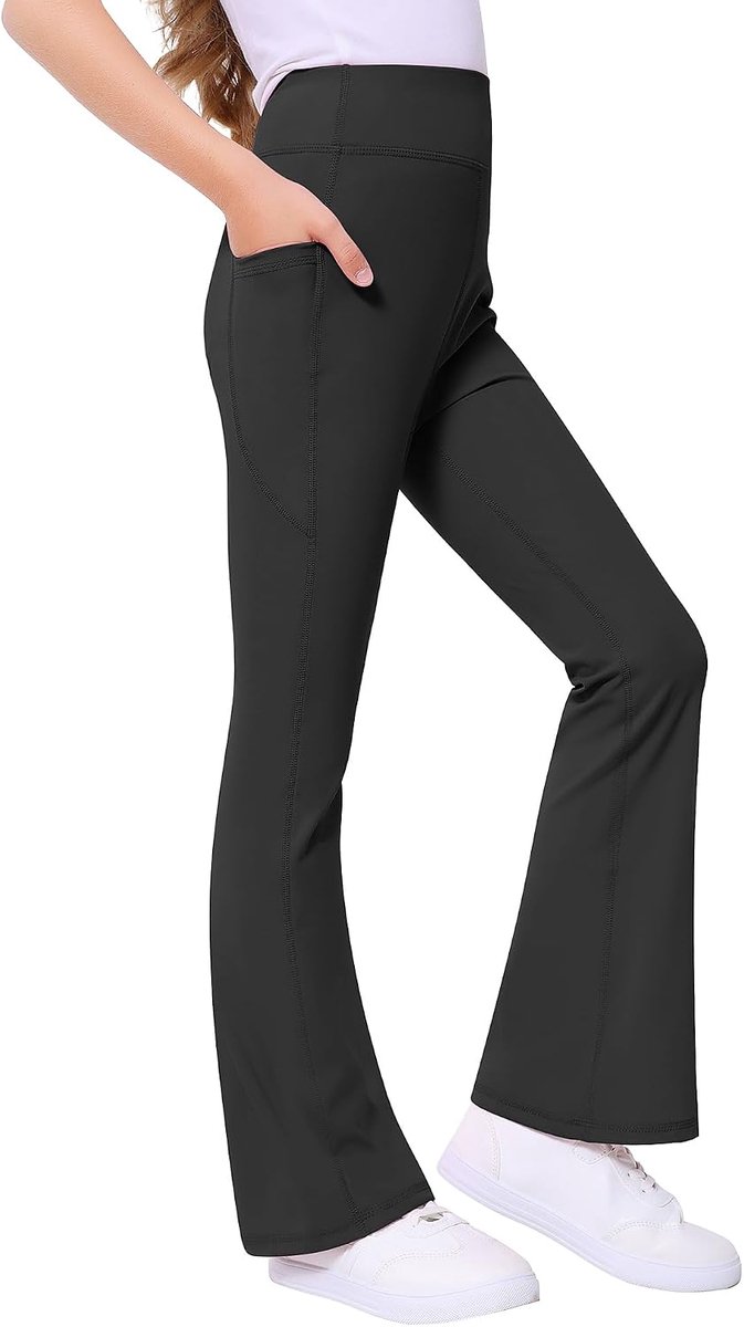 Sportlegging Voor Meisjes Uitlopende Legging Voor Meisjes Met 2 Zakken Voor Kinderen Elastische Uitlopende Legging Voor Joggen, Training, Yoga