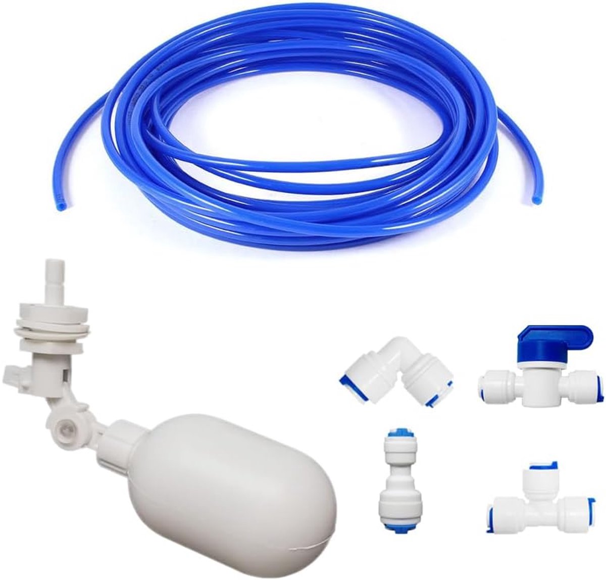 5 meter universele watertoevoerleiding, aansluitset, kunststof vlotterventiel voor tank, aquarium, watertrog, vijver, visaquaria
