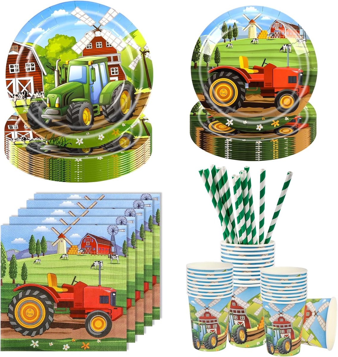 100 feestborden voor 20 gasten, tractor, tractor, verjaardag, party, borden