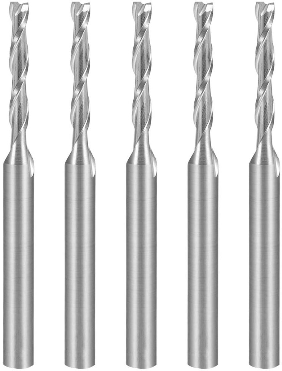 Sourcing map 5 stuks 1/8" schacht 0,8 mm x 3 mm hardmetalen schachtfrees CNC frees 2 fluit 3.175x2.0x12mm