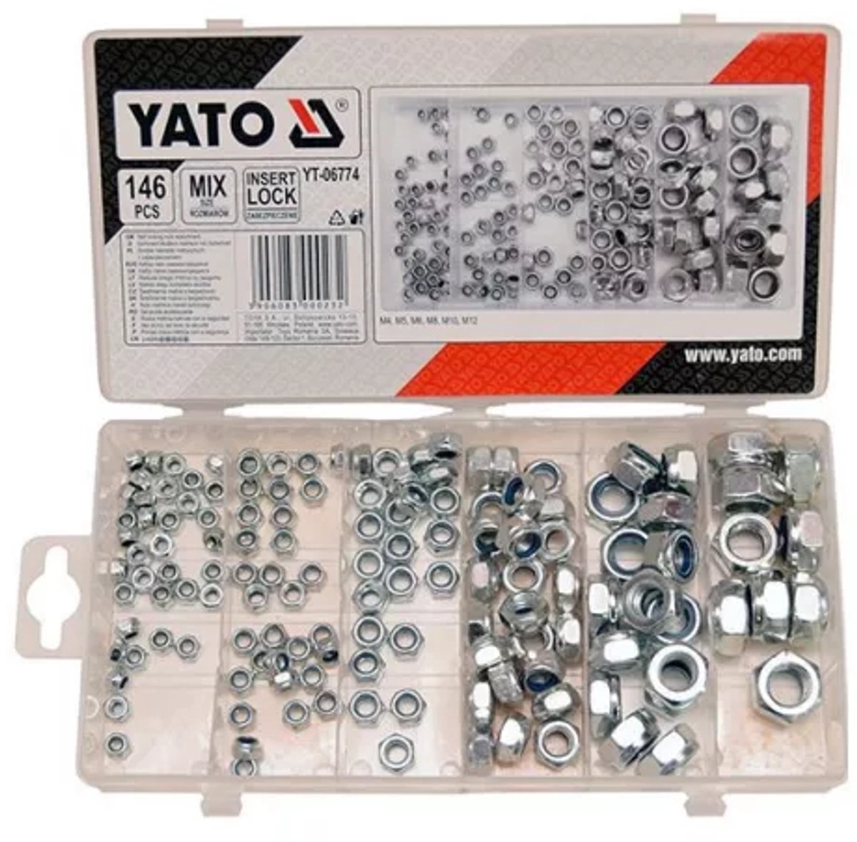 YATO YT-06774 - Zelfborgende Moeren Set - 146 stuks - Diverse Maten