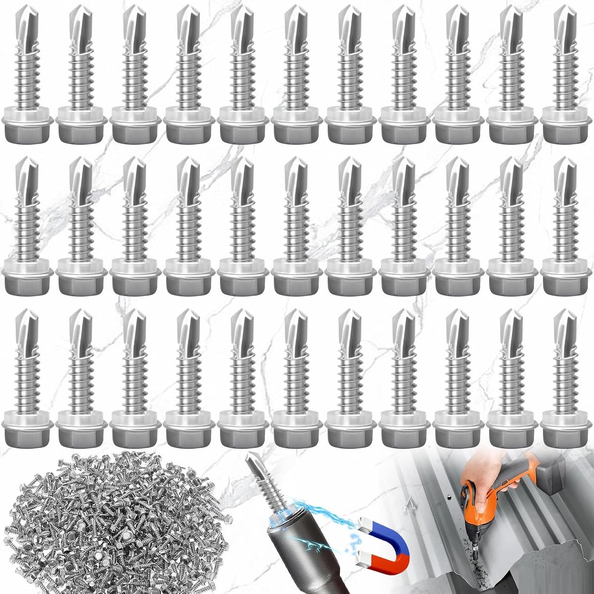 120 Stuks Zeskantkop Boorschroeven, Boorschroeven, Plaatschroeven, Roestvrijstalen Zeshoekige Zelftappende Schroeven, Zelftappende Schroeven Met Zeskantige Ringkop (4,2 x 16 Mm)