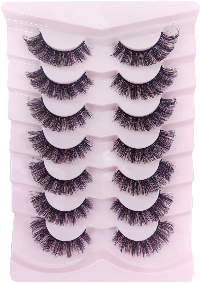 Stripwimpers natuurlijke look oogwimpers valse wimpers wispy D krullend pluizig 3D-effect kattenoog zachte nepwimpers verpakking 7 paar (D06)