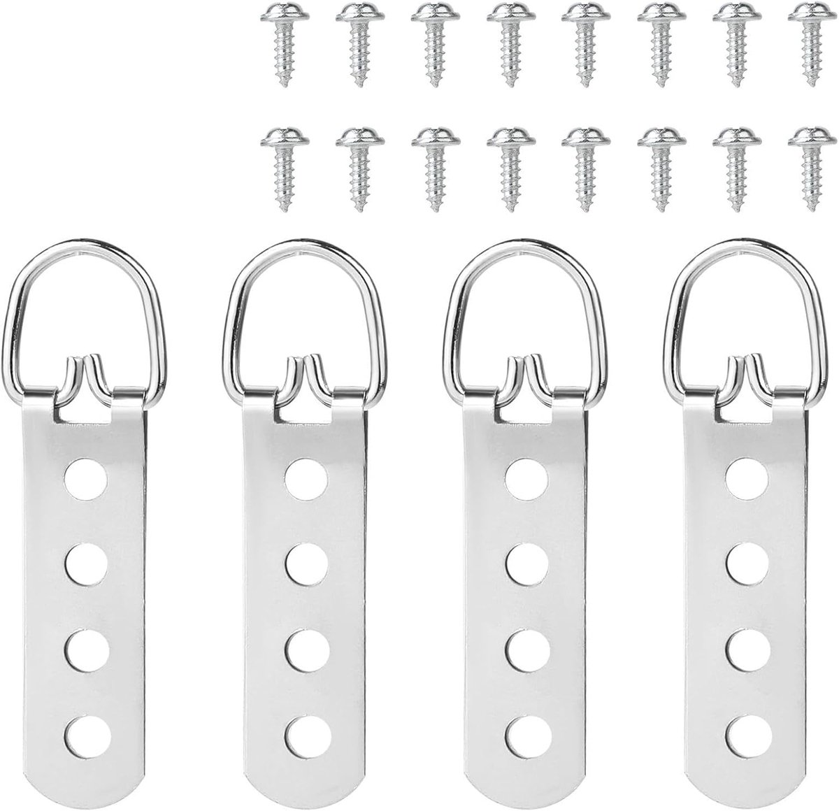 4 stuks fotoophangingen, fotohangers voor zware foto's, D-ring fotohangers, super zware foto-/spiegelkleerhangers, met schroeven voor het ophangen van kunstwerken frames