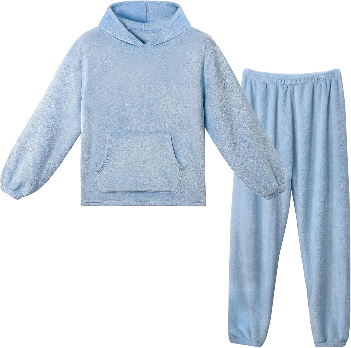 Vrouwen Mannen Fleece Pyjama Sets Volwassen Pjs Lange Mouw Warme Loungewear Nachtkleding Winter Koppels Pyjama met Zak