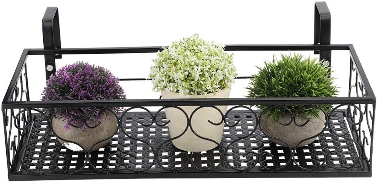 Hangend ijzeren bloemenrek Plantenpotstandaard Opslag opslagrek Plank Woondecoratie voor hek, tuin, balkonleuning