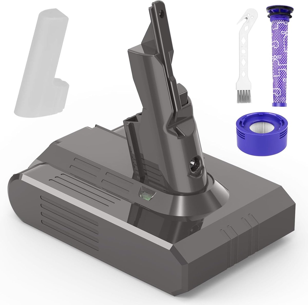 Accu voor Dyson V7, 21.6V 4600mAh Li-ionen Accuvervanging voor Dyson V7 Motor-head Pro V7 Trigger V7 Animal V7 Car+Boat Draadloze Stofzuiger Accu met 1 Borstel+ Pre Filter+ Post Filter