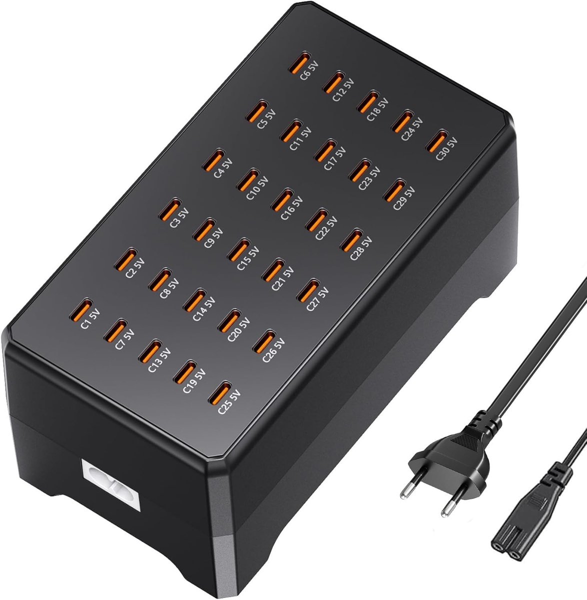C laadstation 30 poorten, 180W/30C meervoudig USB-laadstation, desktop USB C oplader hub, multi-poort-oplader power adapter, compatibel met iPhone/Galaxy/iPad/pixel/tablets en andere