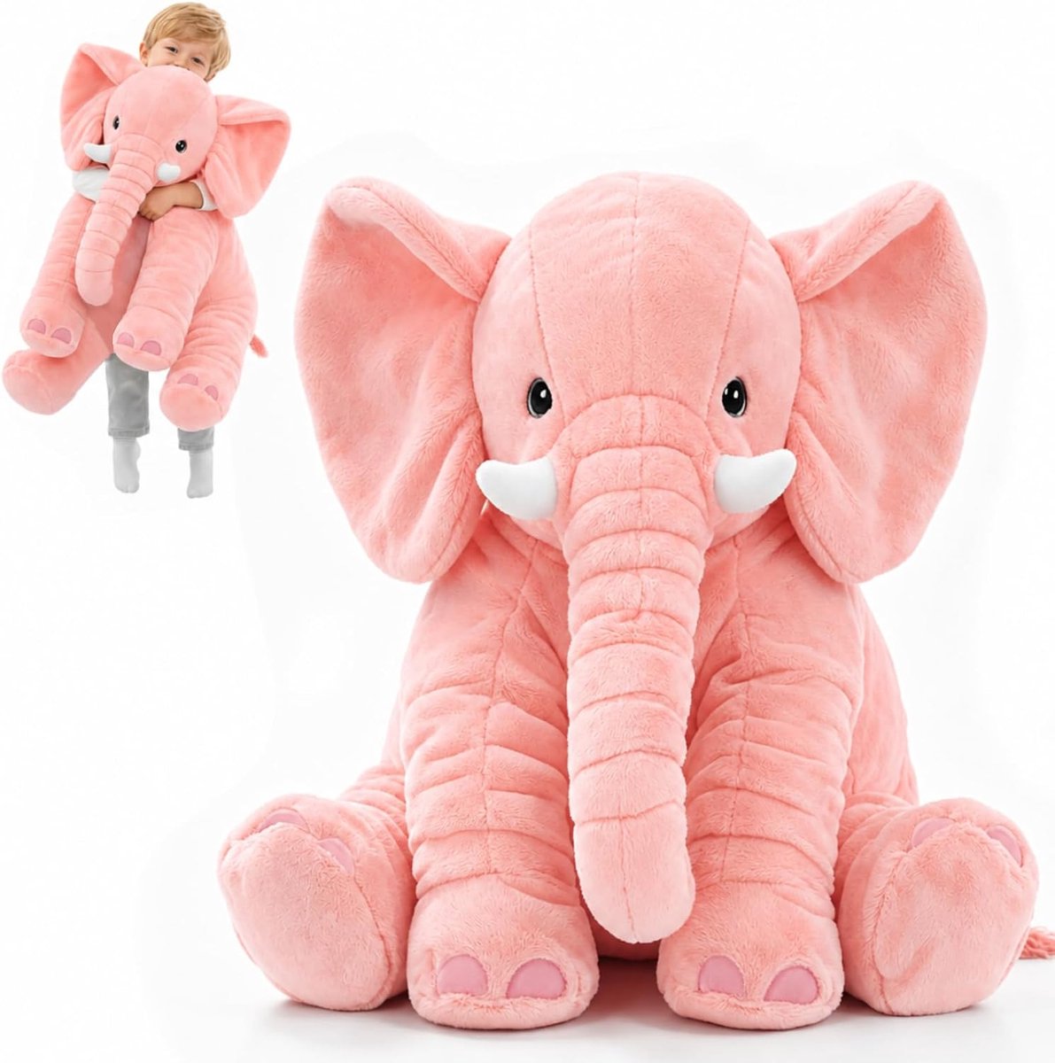 Knuffeldier, 60 cm, XXL zacht olifant pluche dier, groot knuffeldier, pluche speelgoed, decoratieve kamer, pluche olifant, knuffeldier, cadeaus voor vrienden, familie en