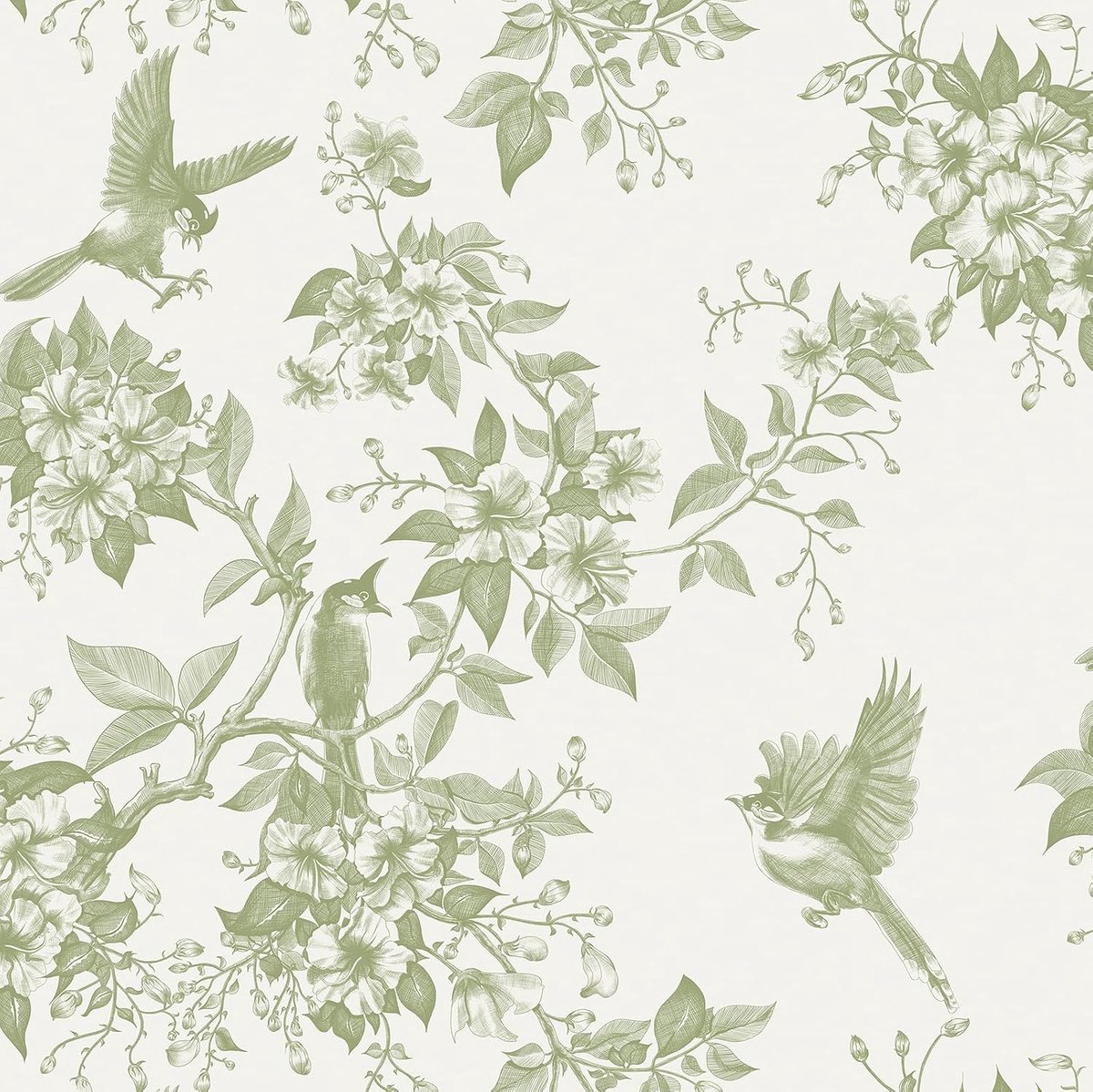 Behang 44 x 1000 cm vogels en bloemen zelfklevend behang eenvoudig te leggen upgrade verdikte plakfolie voor meubels muur woonkamer