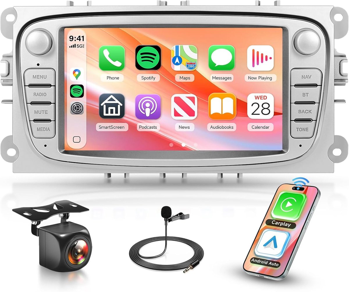 2G + 64G voor Ford Focus II S-Max Mondeo Galaxy Il C-Max Android autoradio 7 inch autoradio met draadloze Carplay Android auto navigatie GPS Mirror Link Bluetooth FM/RDS radio WiFi USB +