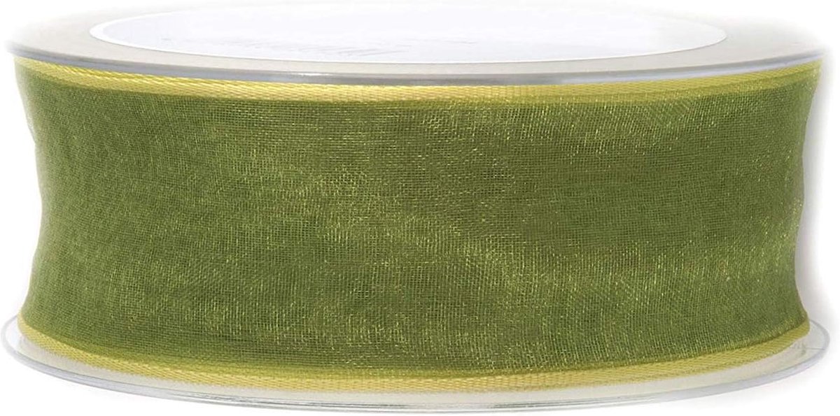 20 m x 25 mm decoratief lint chiffon lindegroen olijf cadeaulint lint lint transparant organza met vormvaste randen premium kwaliteit bruiloft verjaardag chiffon lint effen