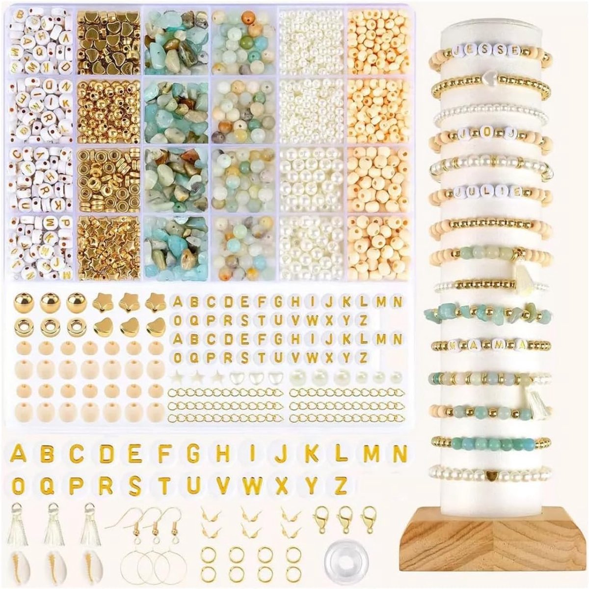 Kralen voor armbanden, kralenset armbanden met houten kralen, doe-het-zelf sieradenset