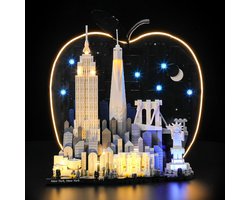 Licht voor lego-21066 New York City - The Big Apple - eenvoudige installatie, verborgen bedrading, woondecoratie & klaar om cadeau te geven (model niet inbegrepen)