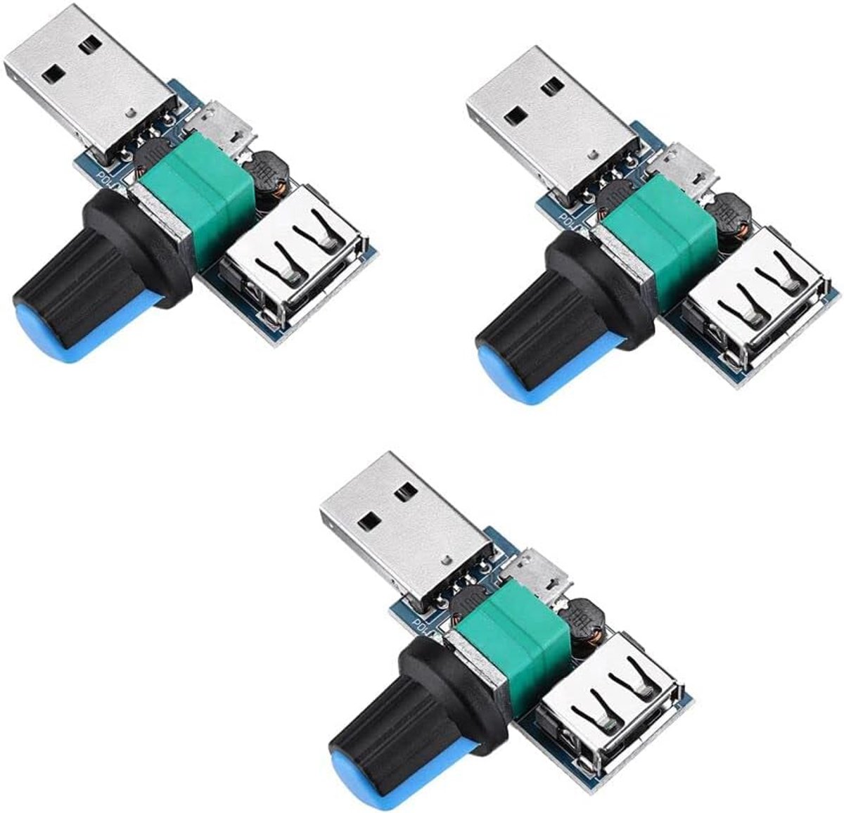 3 stuks USB-ventilatorregelaar modu ruisonderdrukking meertraps verstelbare Governor DC 4-12 V