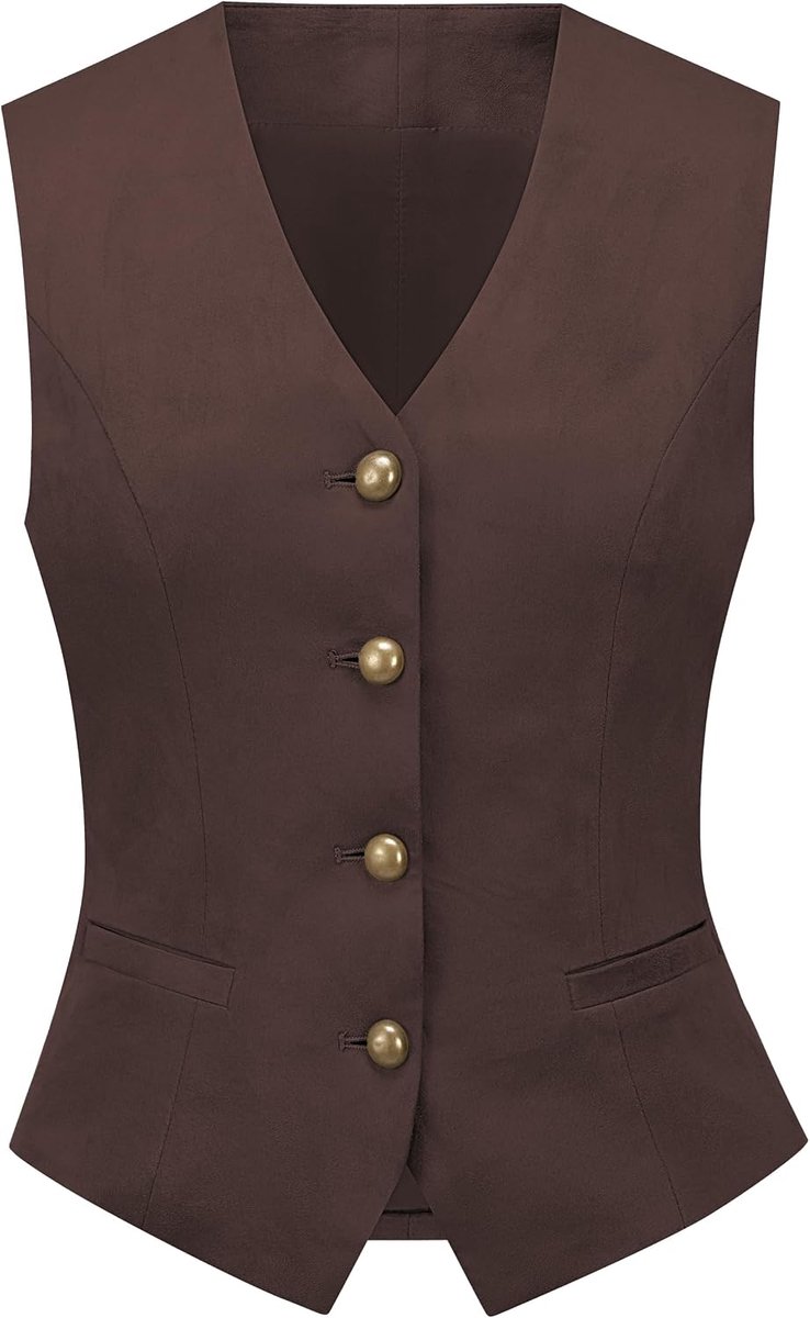 Kostuumvest, gevoerd, button-up, V-hals, smoking, vintage jas, dressy, mouwloos vest