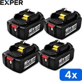 EXPER® - 4-Pack 5.0Ah 18V Accu - Geschikt voor Makita® - 5000mAh - LED Indicatie - Li-ion Accu - BL1850B