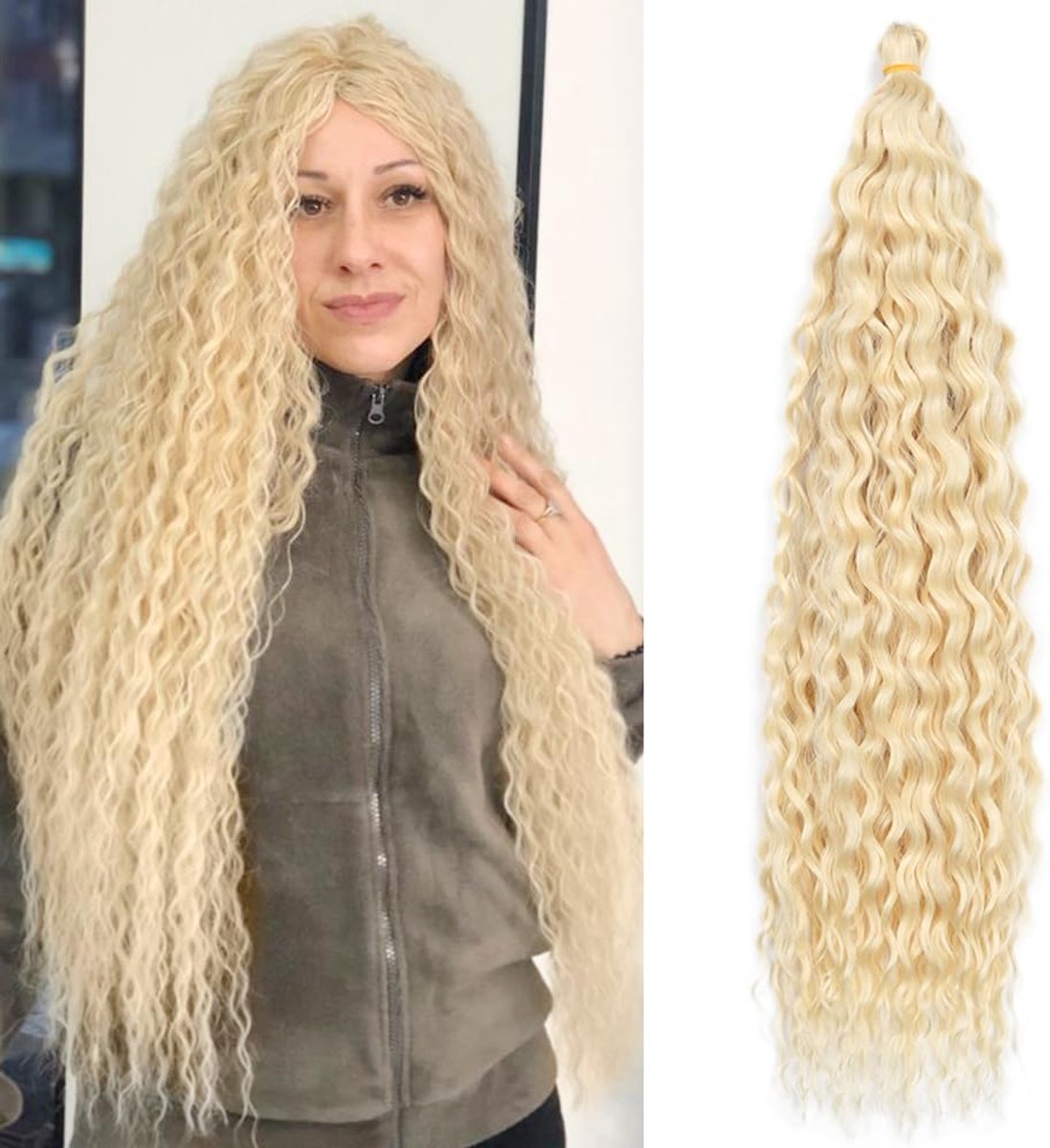 26 Inch 3 Packs Deep Twist Crochet Hair Ocean Wave Curly Bohemian Crochet Braids Diepe Golf Haarbundels Synthetische Haarextensies voor Vrouwen Meisjes