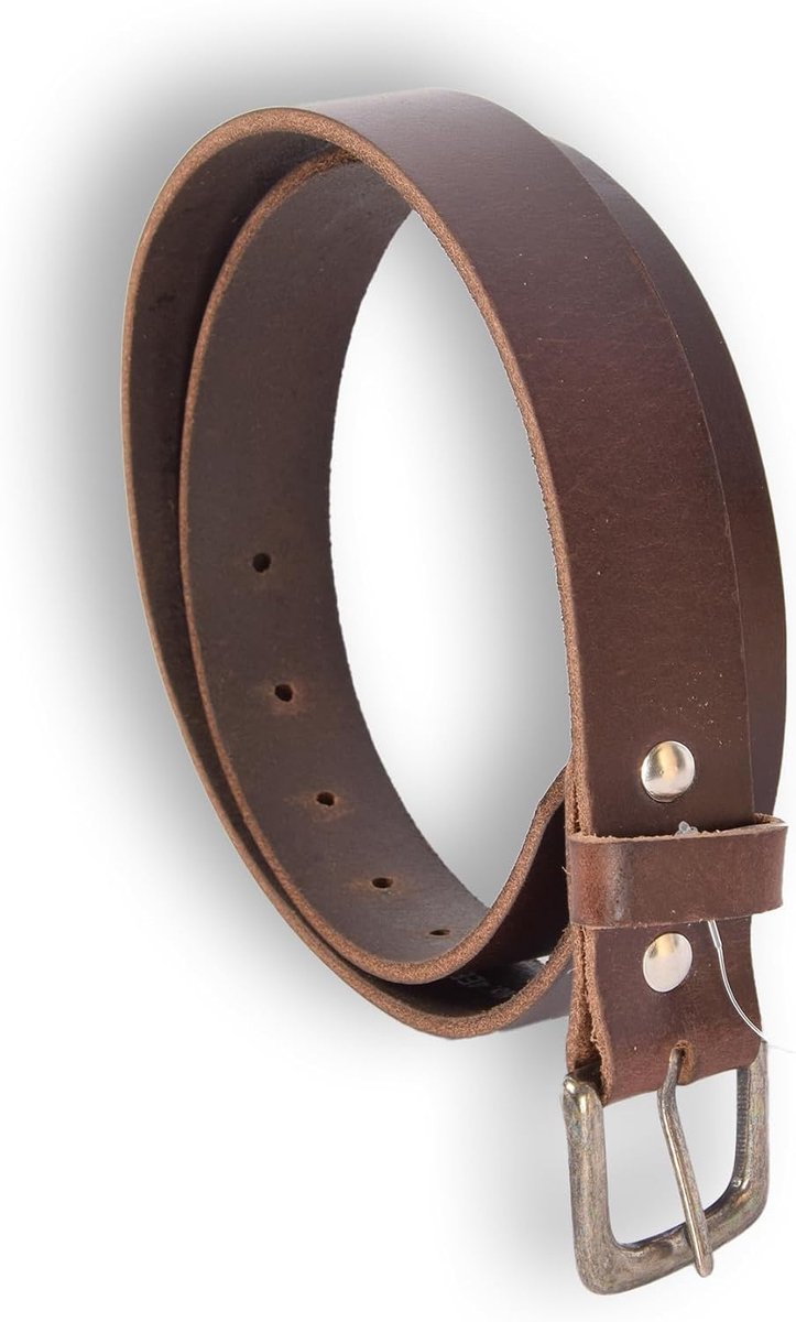 Riem Maat 85 - Buffelleer - Donker Zilveren Gesp - 3cm Breed - Uniseks Design voor Heren en Dames - Bruin