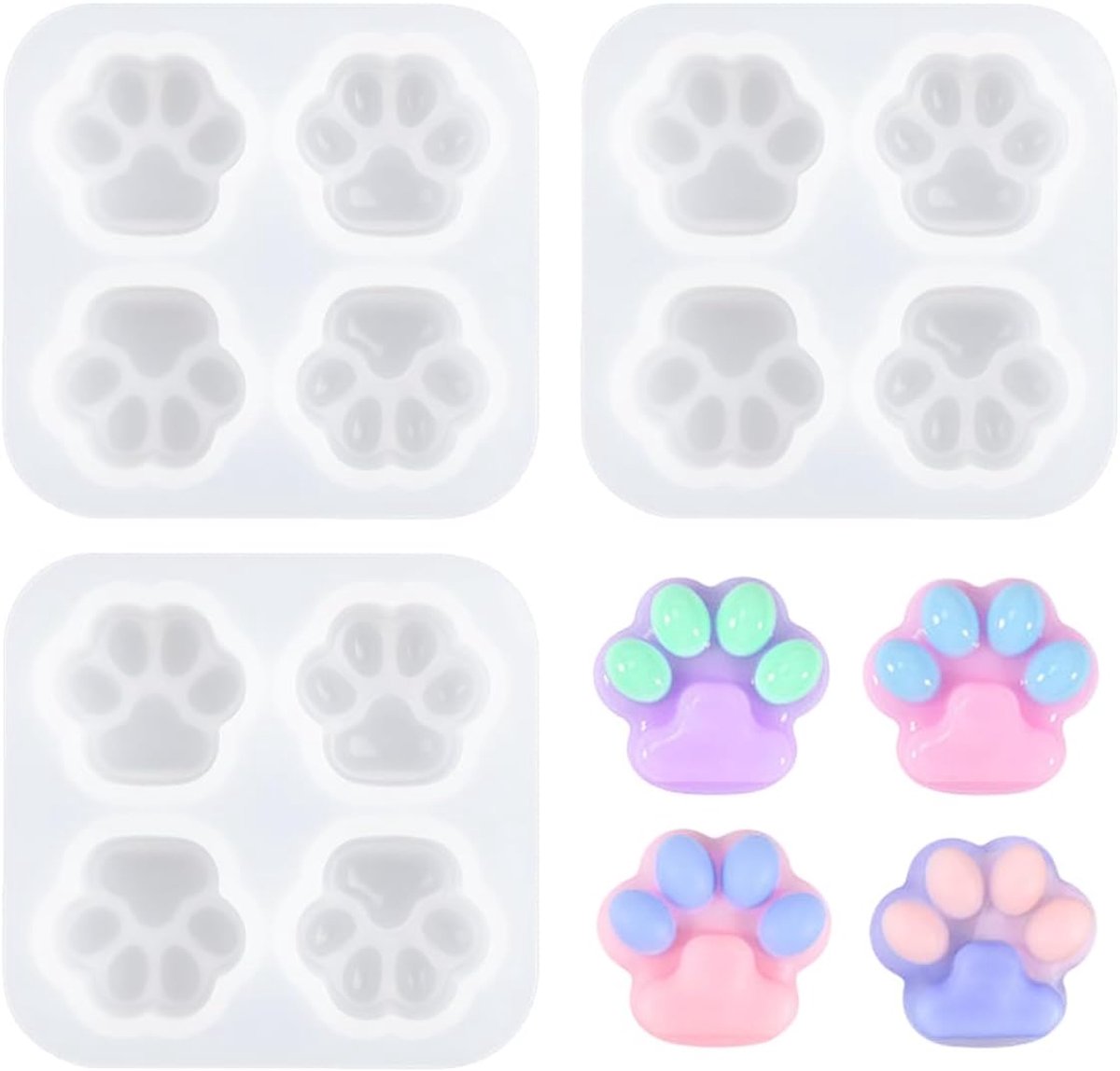 3 stuks kattenpoten epoxyhars vormen berenpoot gietvormen hanger halsketting oorbellen siliconen vormen hond kattenklauw kristal gietvorm voor doe-het-zelf knutselen