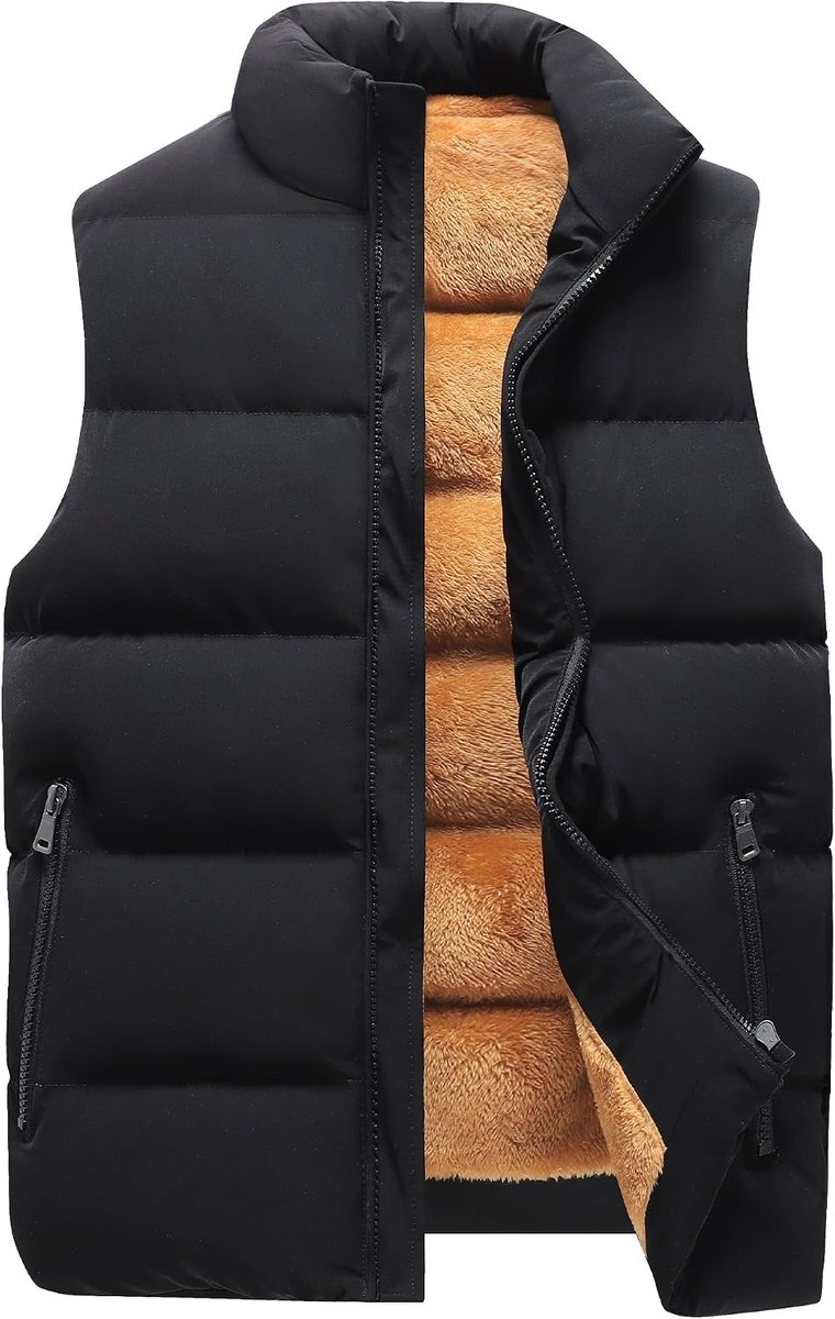 Thermische jas heren puffer gilet gewatteerd vest mouwloos donsjack fleece jas bodywarmer winter winddicht gilet ritssluiting thermische bovenkleding