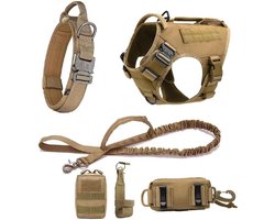 Hondsele voor grote honden – Trainings- en wandelsele voor honden zoals schäferhond en Malinois – Set met sele, koppel en halsband voor honden