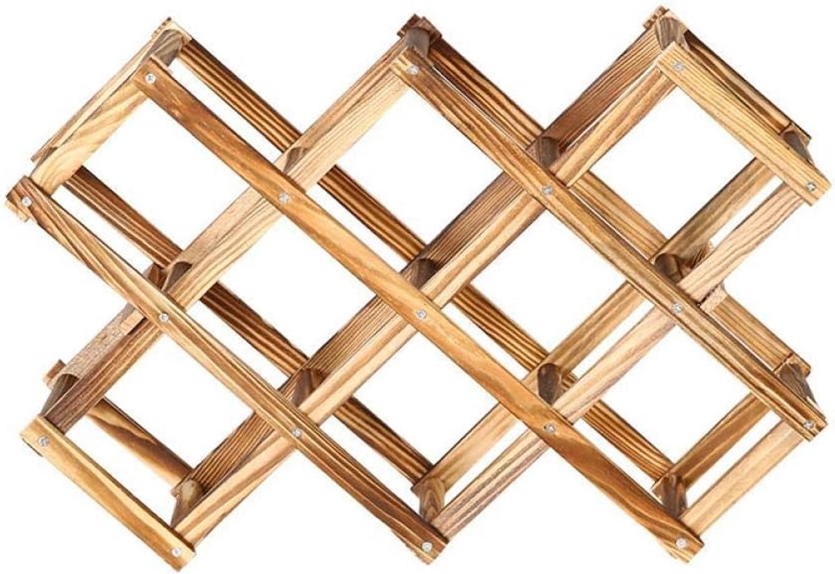 Koolzuurhoudend houten wijnrek, kleine wijnfles rek, vrijstaande vouwen houten rek, aanrecht tafel opslag rek