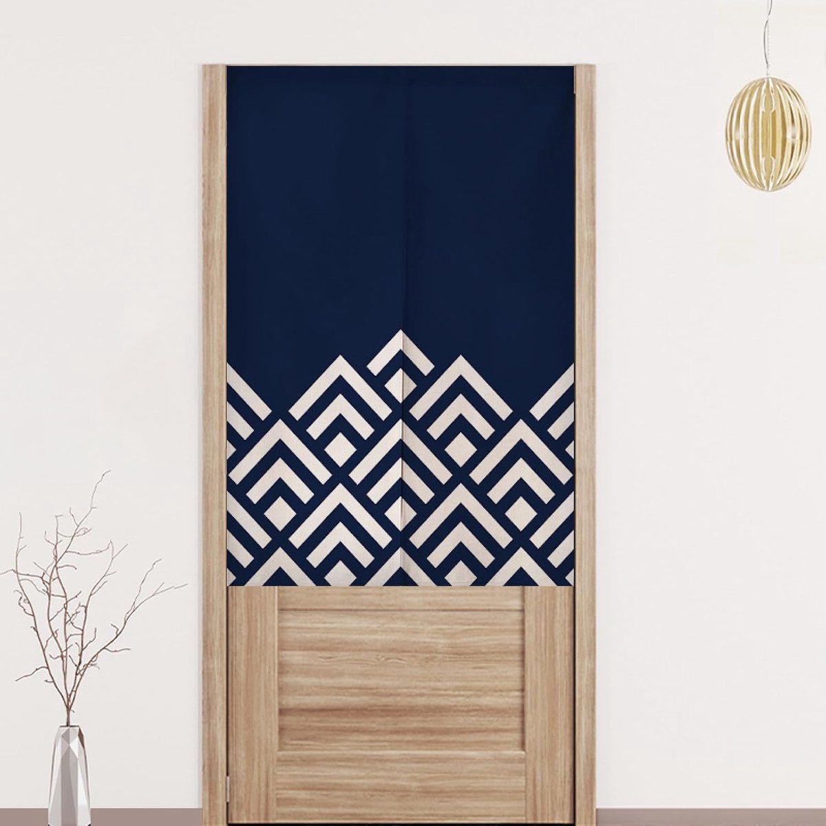 Japans scheidingsgordijn voor deuropening, deur- en raambekleding, wandkleed, voor keuken, bistro, zonwering, ruimteverdeler, decoratie, driehoeken, 70 x 150 cm