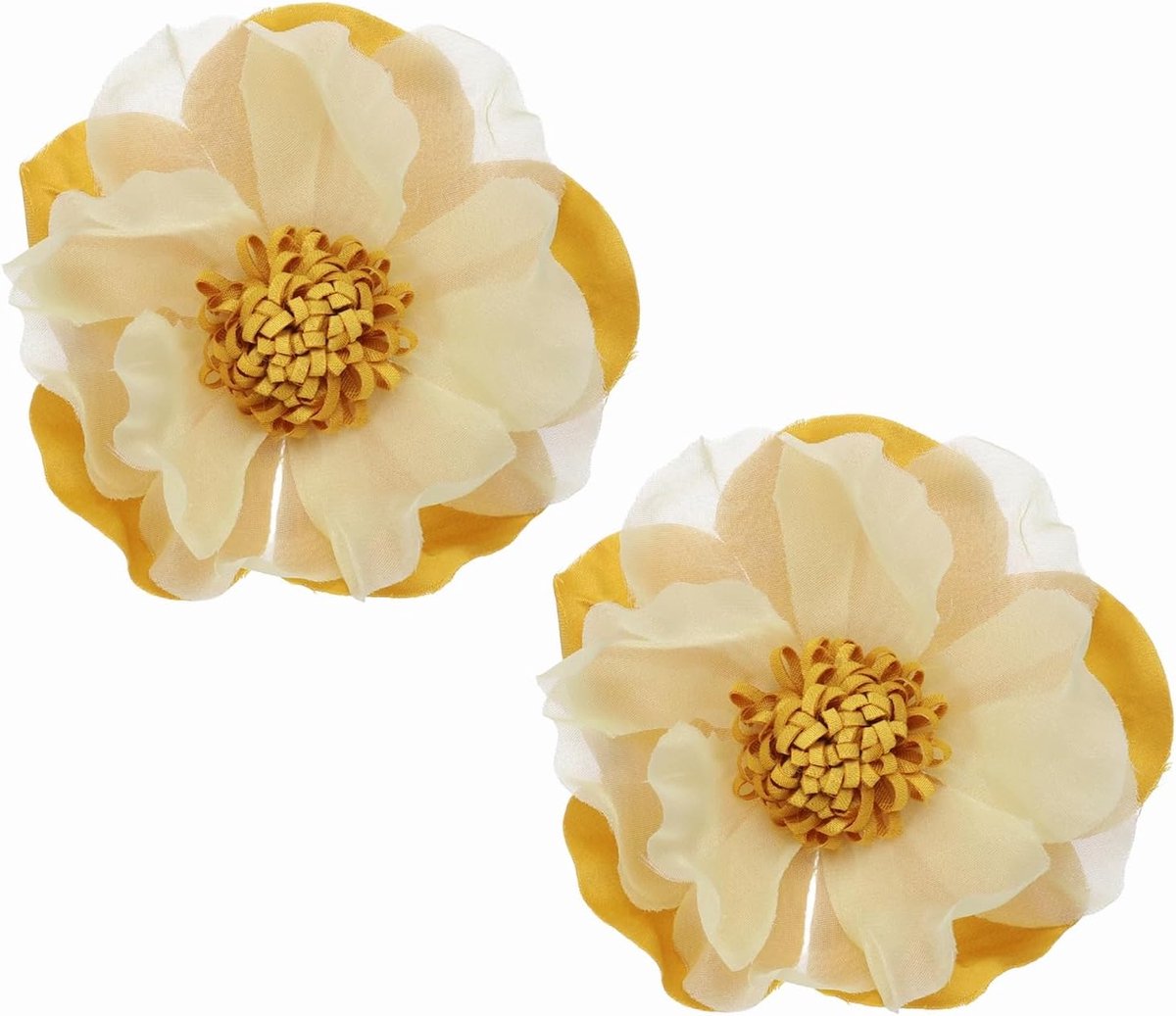 Broches spelden, 2 stuks elegante doek roos bloem grote broche sierlijke satijnen camelia corsage reversspeldjes voor vrouwen bruiloft kleding pak jurk, geel