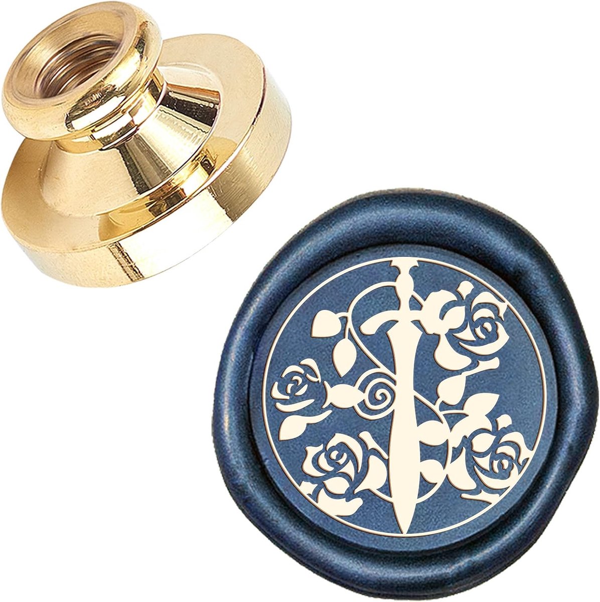 Rose Wax Seal Stempel Hoofd Vervanging In Het Zwaard 25mm Vintage Afdichting Wax Stempel Heads Alleen voor Enveloppen Kaarten Uitnodigingen Bruiloft Halloween Kerstmis Nieuwjaar Party
