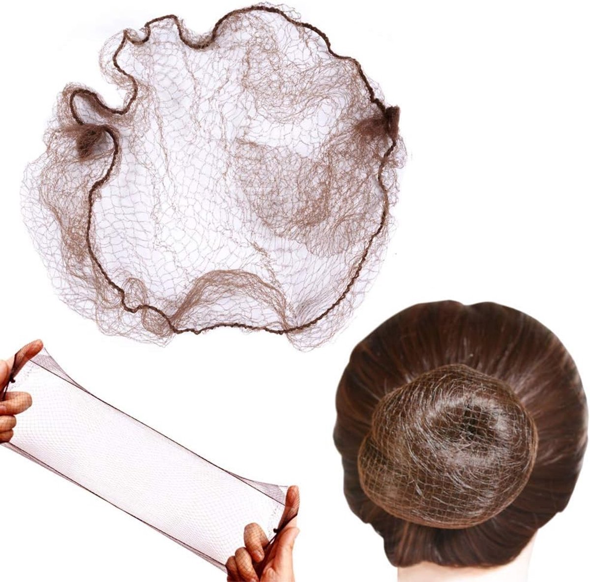 Haarnetten Onzichtbaar Elastisch Mesh Haarnet 50 Stuks Enkele Verpakking Onzichtbare Haarnetjes (Bruin)