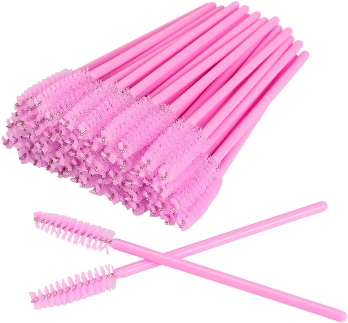 50 stuks wegwerp-wimperborstels, mascara, toverstaf, wimpers, wenkbrauwapplicator, cosmetische make-upkwasten, gereedschapsset (roze)