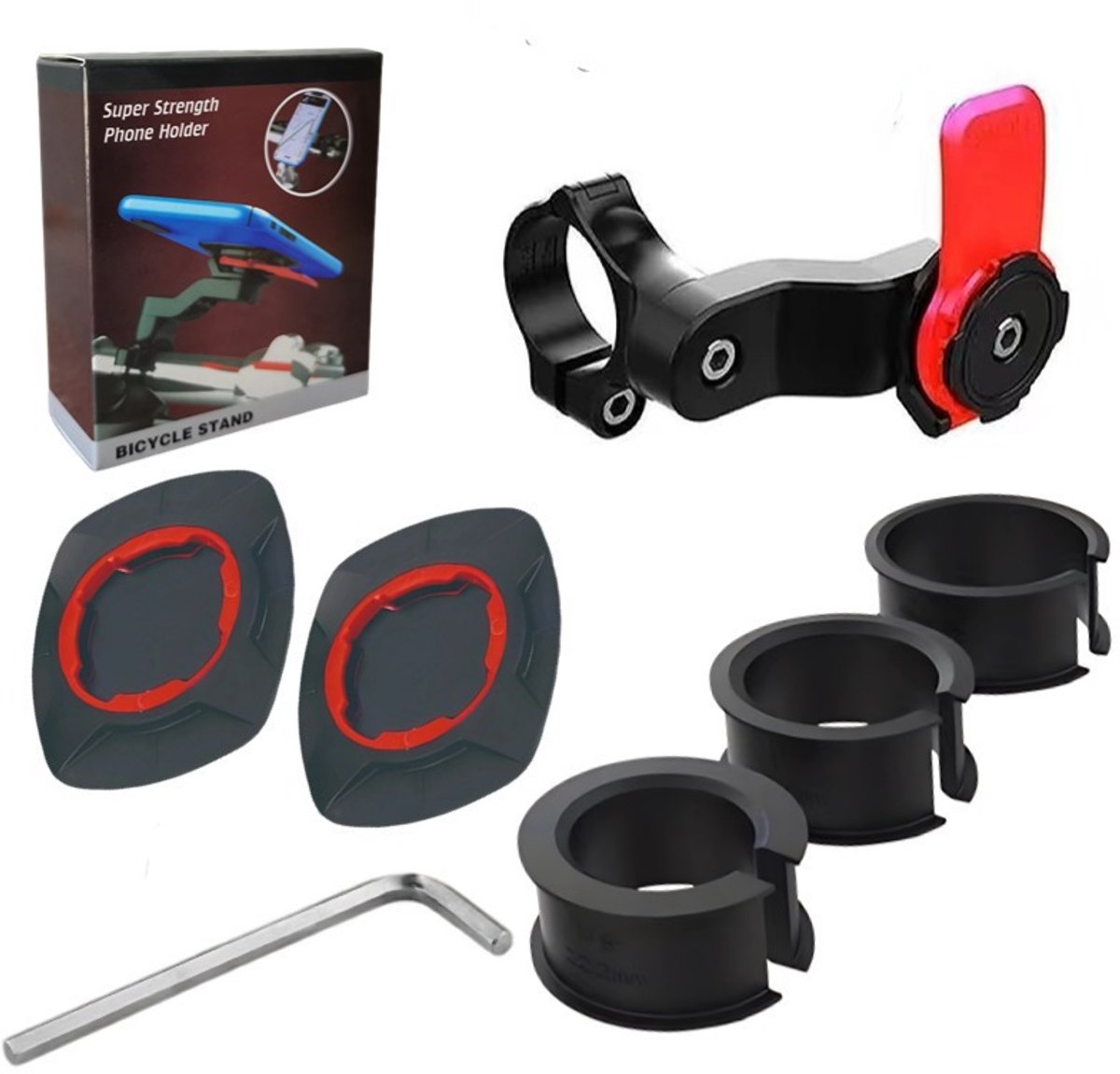 casalora-Telefoonhouder voor op de fiets - Telefoonhouder voor op de motor - Stuurhouder -Telefoonhouder - 360° draaibaar - Eenvoudige installatie - Geschikt voor smartphones van 4,7-7,2 inch-rood