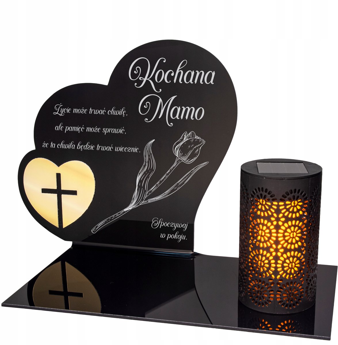 Zonne-lantaarn met gravure - Eeuwige LED lamp voor mama