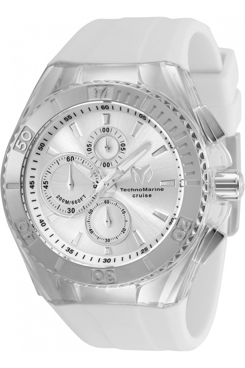 Technomarine Star TM-115215 - mannen - Horloge - Siliconen - Wit - Quartz - Ø45 mm