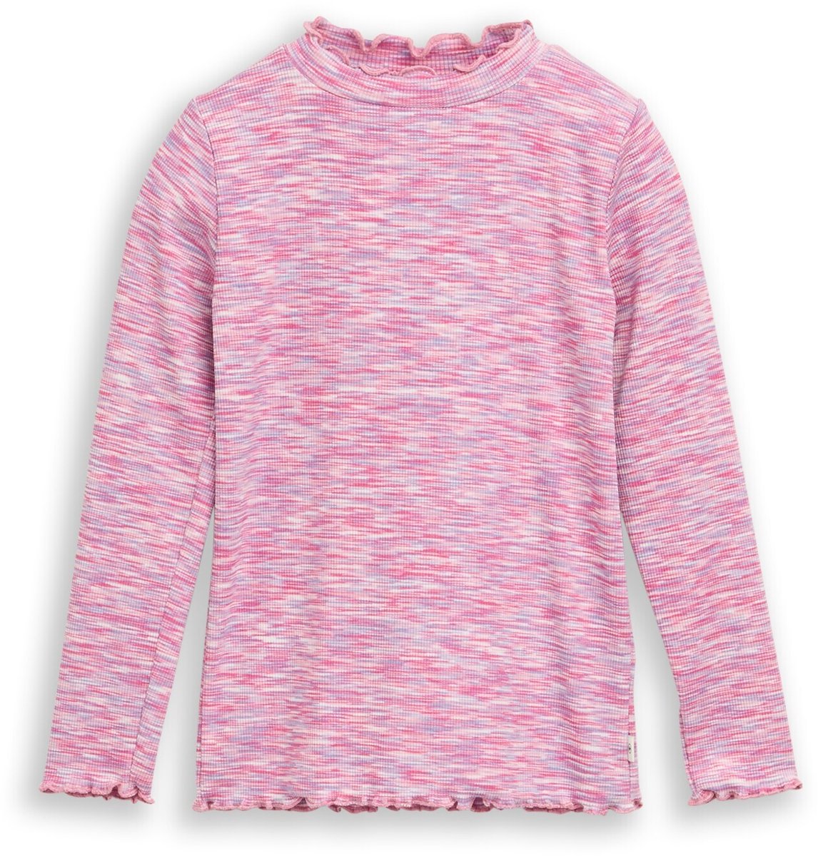 Tom Tailor - T-shirt met lange mouwen in gemêleerde look - Maat 116/122 - pink space dye texture