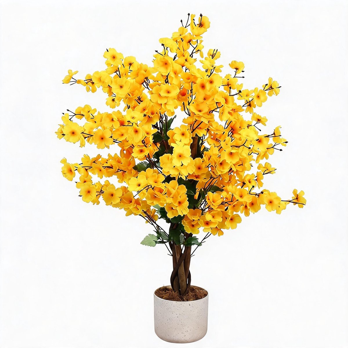 Danky Premium kunst winters pruimenbloem 90cm gele bloemen - hoogdicht polyester - luxe decoratie voor salon en entree
