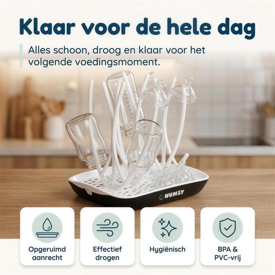 Numsy Flessenrek Baby Basic - Droogrek Babyflessen - Flessenrek Baby Inklapbaar van Numsy — afbeelding 2