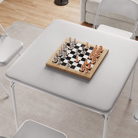 Vierkante opklapbare kaarttafel, 85 cm - met spons gevuld PU blad, waterafstotend - grijs metalen frame, geen montage nodig - draagbare tafel voor poker, eten en kamperen, geschikt voor binnen en buiten — afbeelding 5