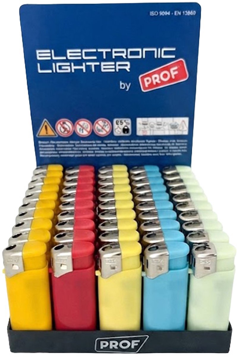 Prof Elektronische Aanstekers - 50 Stuks – 5 Kleuren – Betrouwbaar & Veilig