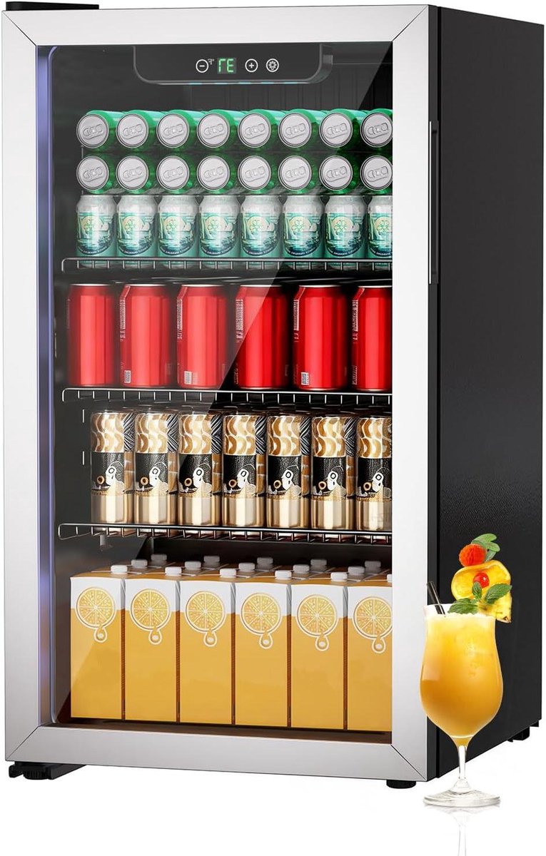 Drankkoeler Mini Koelkast Dranken Koelen Stil en Energiezuinig 80 Liter Zilver