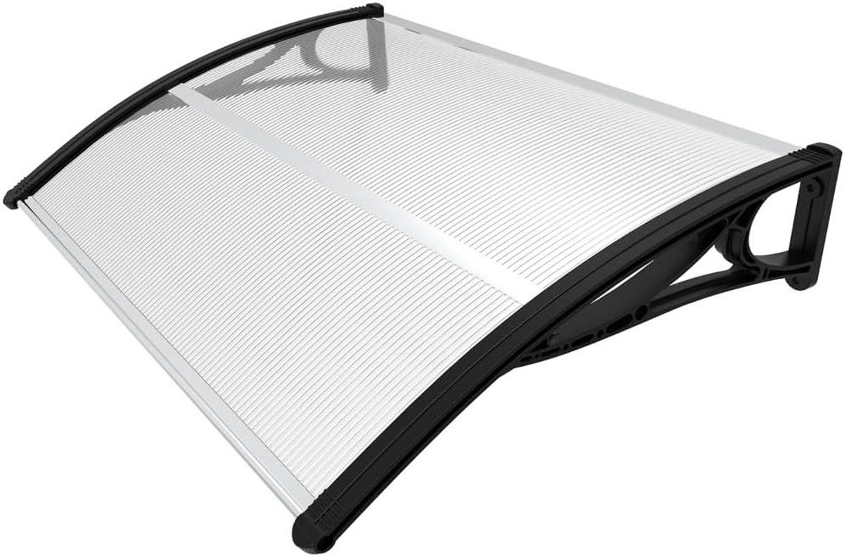 Deur Luifel - Overkapping Entree - Bescherming Huis - Versterkt Aluminium - 120 x 80 cm - Transparant Zwart