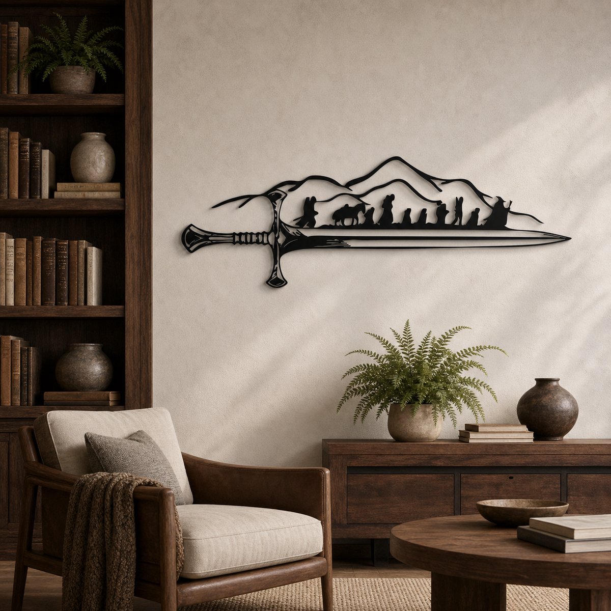 Lord of the Rings - Fantasy - Lord of the Rings decoratie - Fantasy decoratie - Muurdecoratie Muurdecoratie - Wanddecoratie - Muurdecoratie woonkamer - Schilderij - Muurdecoratie slaapkamer - Industrieel - Wanddecoratie rond - Slaapkamer