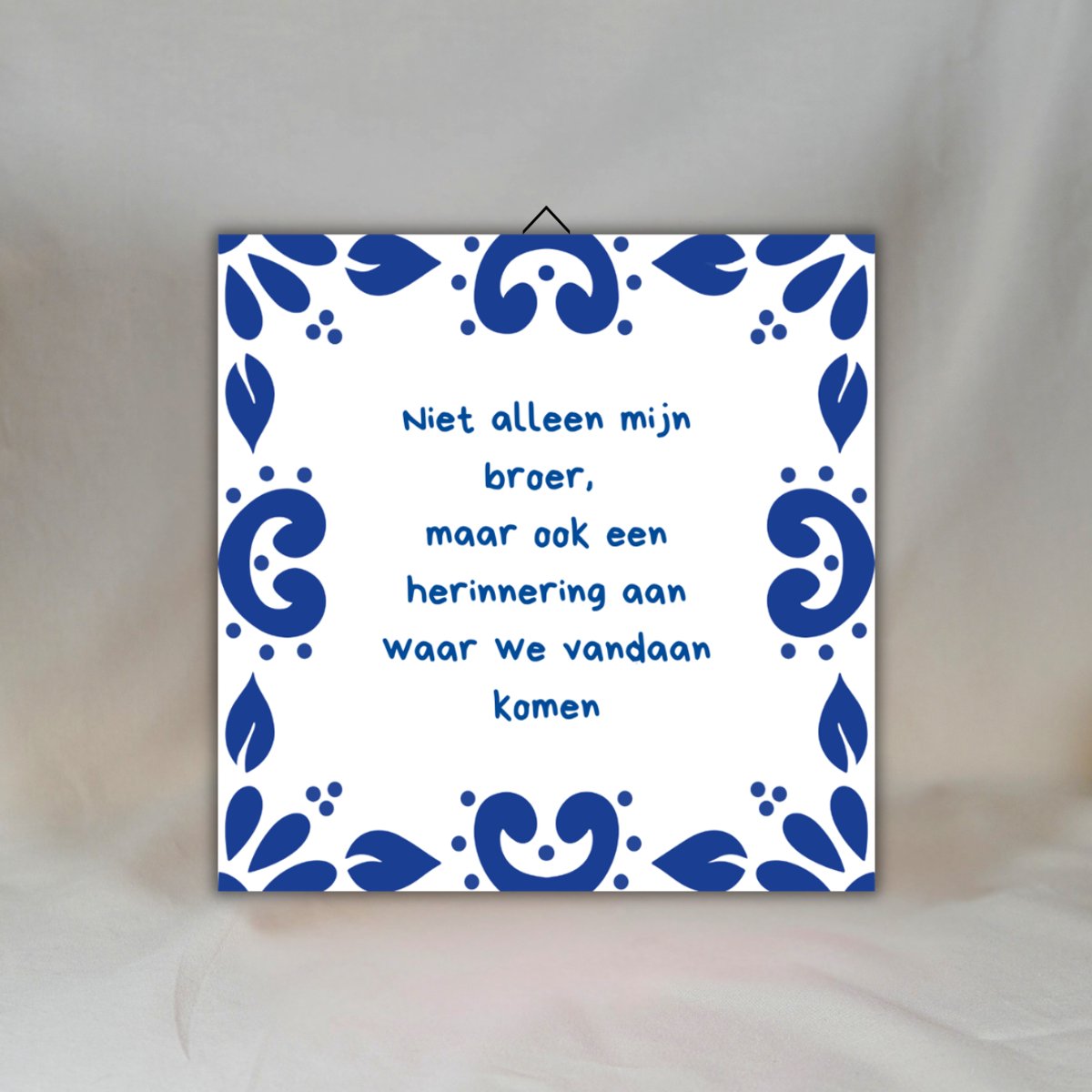 Broer cadeau - Delfts Blauw spreuktegeltje voor broer - Broer cadeau origineel - Tegeltjes met tekst - 15 x 15 cm