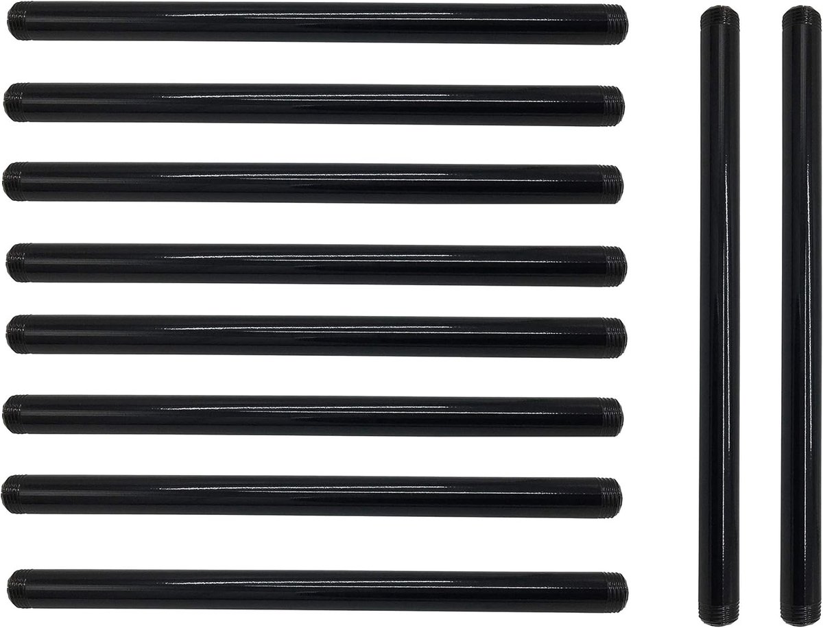 3/4 Inch Mallealbe gietijzeren buis, voorgesneden, industrieel staal zwart past standaard een halve inch zwarte schroefdraad buizen tepels en fittingen, bouw vintage doe-het-zelf meubels, 10 stuks (8