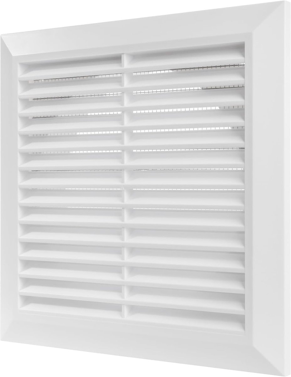 Vent Systems 152 mm/6 inch witte luikventilatiedop – Duurzame kunststof luchtuitlaatrooster met flens en ingebouwd gaasscherm – Weerbestendige HVAC-uitlaat voor badkamer, keuken, garageventilatie