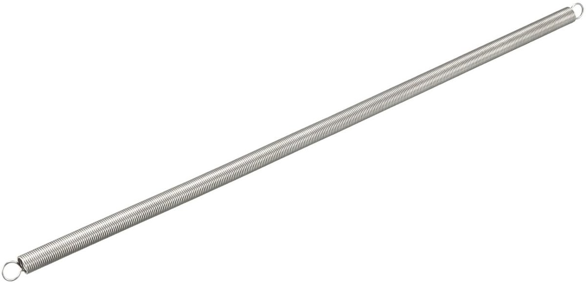 0,8 mm x 8 mm x 300 mm verlenging spanveer x 1 stuk roestvrij staal dubbele haakveer voor industriële machines en productiebesturing, zilver
