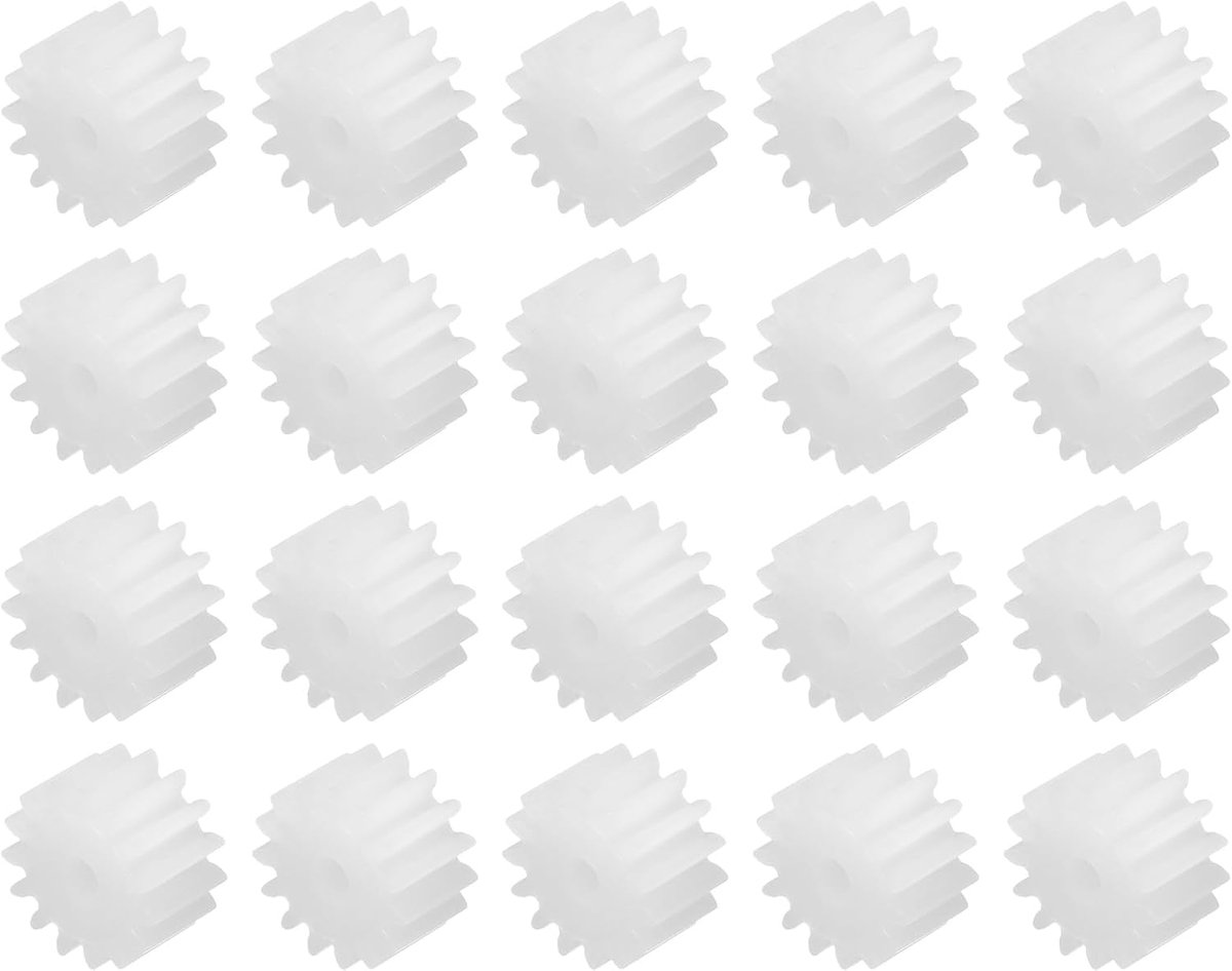 20 stuks kunststof transmissie, 15 tanden, model van kunststof, met versnellingsbak, as 152AA reductielaandrijving voor doe-het-zelf robot, model auto, RC, witte module 0,5